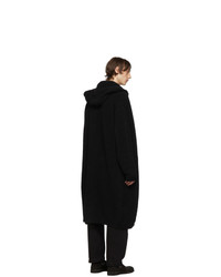 Isabel Benenato Black Yak Double Layer Hooded Coat