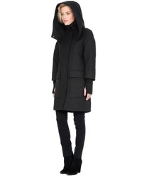 Soia & Kyo Kerriane Mid Length Wool Parka With Hood In Black