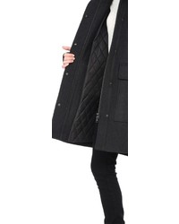 Soia & Kyo Kerriane R Wool Parka With Removable Fur Hood Trim In Black