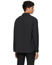 Solid Homme Black Wool Long Sleeve Polo