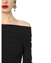 Dolce & Gabbana Ruched Stretch Wool Crepe Pencil Dress