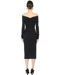 Dolce & Gabbana Ruched Stretch Wool Crepe Pencil Dress