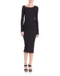 Donna Karan Long Sleeve Ruched Sheath Dress