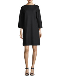 Eileen Fisher Easy Bell Sleeve Boiled Wool Jersey Shift Dress