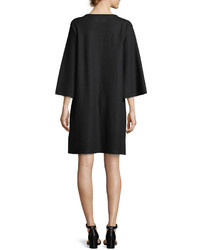 Eileen Fisher Easy Bell Sleeve Boiled Wool Jersey Shift Dress