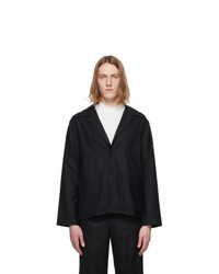 SASQUATCHfabrix. Black Wool Tailored Shirt Jacket