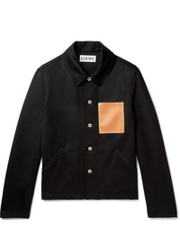 Loewe Leather Trimmed Wool Overshirt
