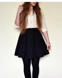 ChicNova Black Wool Skater Skirt