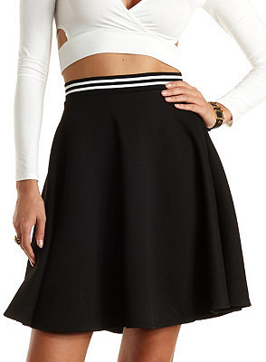 High Waist Knit Skater Skirt