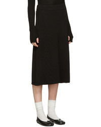 Hyke Black Wool Ribbed Skirt