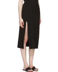 Lanvin Black Wool Slit Skirt
