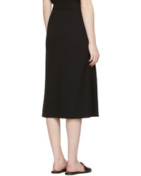 Lanvin Black Wool Slit Skirt