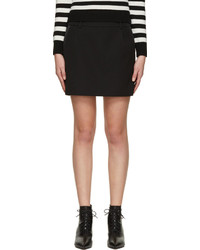 Saint Laurent Black Wool Tuxedo Skirt