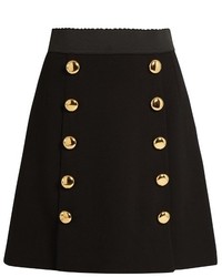 Dolce & Gabbana Button Front Wool Blend Crepe Skirt