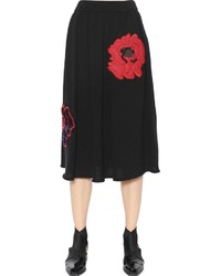 Emporio Armani Flower Patches On Mohair Wool Skirt