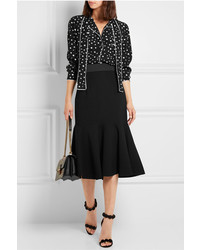 Dolce & Gabbana Fluted Stretch Wool Midi Skirt Black