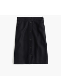 J.Crew Petite Button Front Skirt In Double Serge Wool