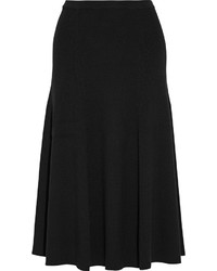 Rosetta Getty Ribbed Merino Wool Midi Skirt Black