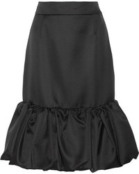 Prada Wool And Silk Blend Duchesse Satin Skirt Black