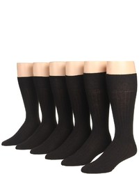 Ecco Socks Dress Wool Rib Midcalf 6 Pack Crew Cut Socks Shoes