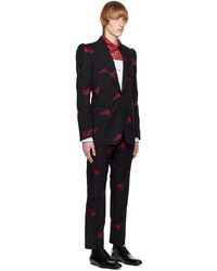 Dries Van Noten Black Red Embroidered Suit
