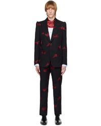 Dries Van Noten Black Red Embroidered Suit