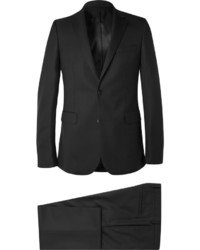 Black Slim Fit Stretch Wool Suit