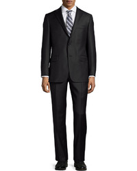 Hickey Freeman Classic Fit Wool Suit Black