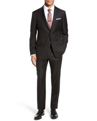 Hickey Freeman Modern H Fit Solid Loro Piana Wool Suit