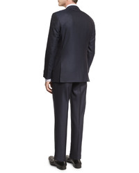 Canali Textured Solid Wool Two Piece Suit Black