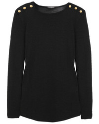 Balmain Button Detailed Wool And Silk Blend Sweater Black