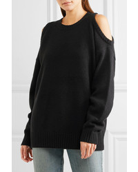 Bassike Cold Shoulder Yak Sweater Black