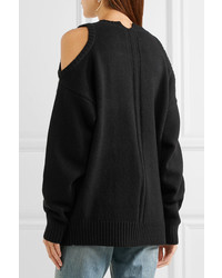 Bassike Cold Shoulder Yak Sweater Black