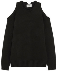 Bassike Cold Shoulder Yak Sweater Black