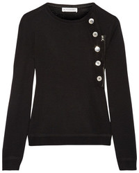 Altuzarra Collier Button Embellished Merino Wool Sweater Black