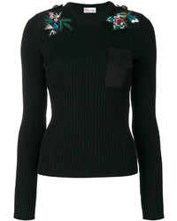 RED Valentino Flower Patches Ribbed Jumper