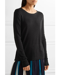 Diane von Furstenberg Kylee Open Back Merino Wool And Silk Blend Sweater Black