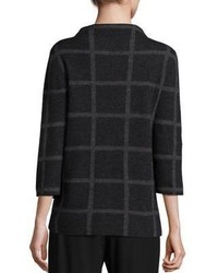 Eileen Fisher Merino Wool Windowpane Sweater