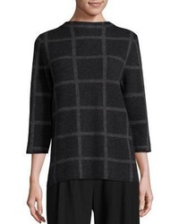 Eileen Fisher Merino Wool Windowpane Sweater
