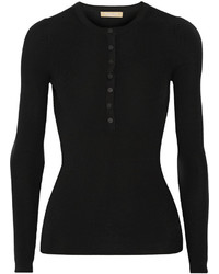 Michael Kors Michl Kors Collection Ribbed Merino Wool Sweater Black