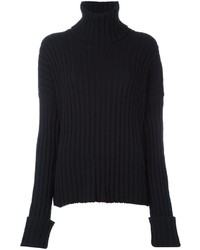 Nude Ribbed Roll Neck Jumper