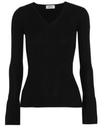 DKNY Ribbed Silk Wool And Cashmere Blend Sweater Black
