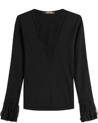 Roberto Cavalli Wool Pullover With Tulle