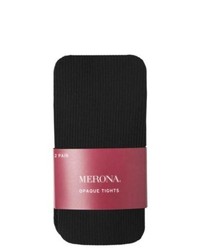 Commonwealth Merona 2 Pack Opaque And Ribbed Tights Black M Tall