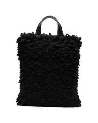Anya Hindmarch Black Wool Shag Shop Shopper Bag