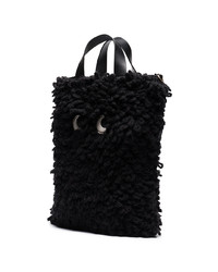 Anya Hindmarch Black Wool Shag Shop Shopper Bag