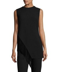 Ralph Lauren Collection Wool Tunic With Suede Fringe Black