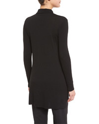 Lafayette 148 New York Long Sleeve Rolled Funnel Neck Tunic Black Plus Size