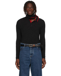 Y/Project Black Red Double Neck Knit Long Sleeve Polo