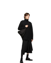 Yohji Yamamoto Black Wool Buttoned Turtleneck